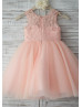 Pink Lace Tulle Knee Length Flower Girl Dress